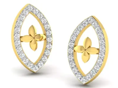 Gold Diamond Women Earring 3D print Model 3D print model 107