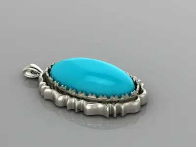 turquoise pendant 3D print model