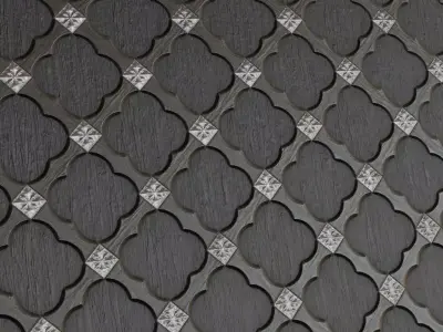 Ornate Gothic Dark Wood Silver PBR Seamless Texture