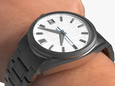  Wristwatch on Human Arm Wrist Silver 