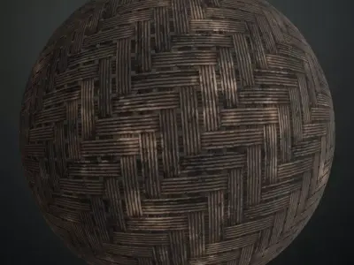 Vertical Bamboo Octagonal Weave PBR Seamless Texture