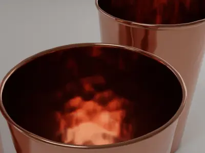 Hammered Copper Water Bottle and Cups Free 3D model