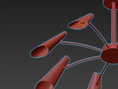 artesia modern chandelier in gold and brass 3D model