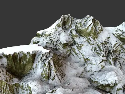 Mountain terrain under the snow Low-poly 3D model purchase