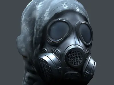 Gas mask helmet 3d model military combat Low-poly 3D model