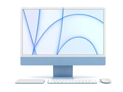 Apple iMac 24 inch 2021 Blue Low-poly 3D model