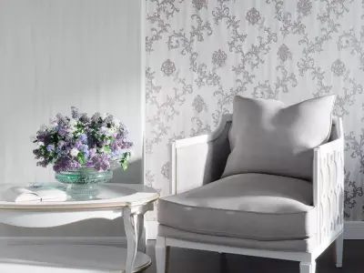 Lilac Damask Scroll Wallpaper Texture