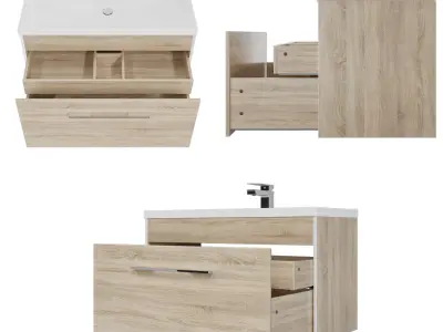 Furniture set Augusta 58-75-100 sonoma oak 3D model