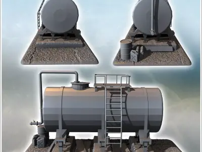 Large industrial tank with supporting structure and additional b 3D print model