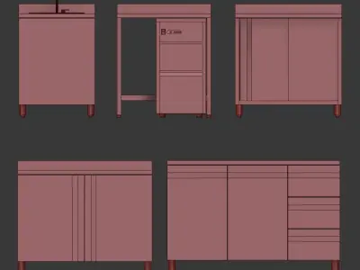 Restaurant Technology Zone Set Low-poly 3D model