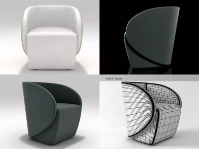 Cala chair with curved shape 3D model