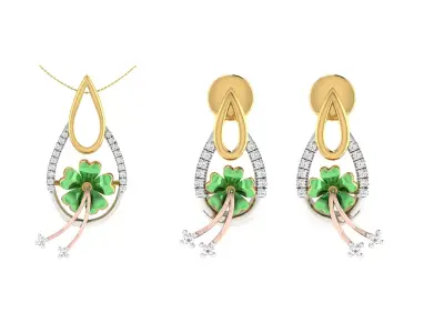 Women Pendant Earring Sets 3dm STL OBJ FBX Renders Details 3D print model 21