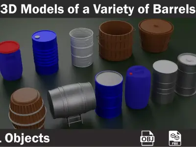 3D Models of a Variety of Barrels Free 3D model