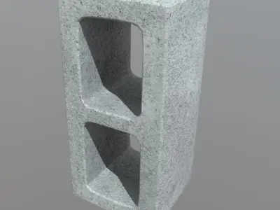 Cinderblock concrete block Low-poly 3D model