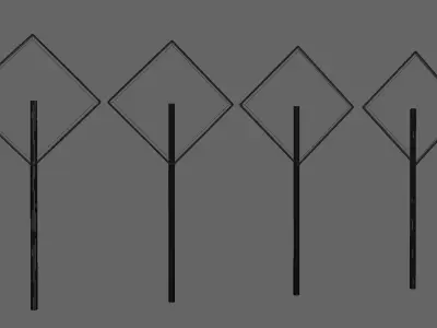 Road Signs Low Polly Game Ready  Free low-poly 3D model