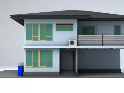Japanese Suburban Rural House 3 Game Ready Low-poly 3D model