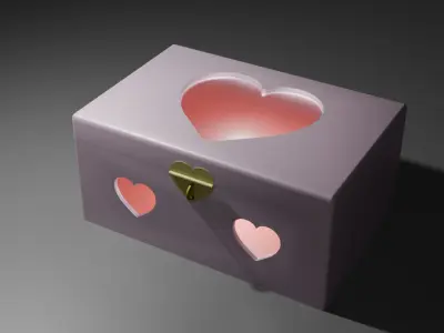Cute box with heart shaped windows 3D model