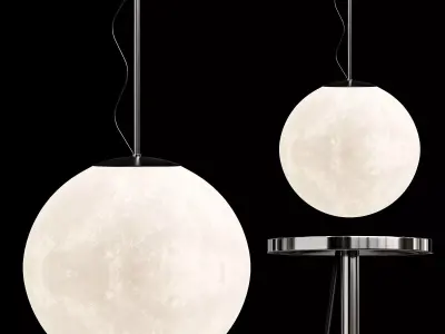 Scandinavian Style Moon Printed Pendant Lights 3D model