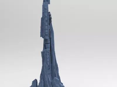 Alien Ship on mountain Tower 3D model