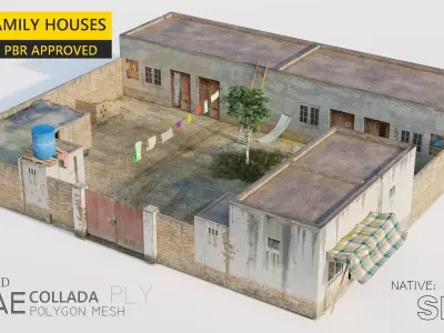 Joint Family Houses Low-poly 3D model