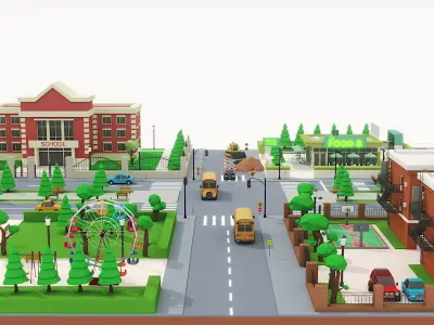 Isometric cartoon street 3d model 3D model