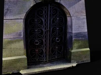 entrance tomb rusty iron doors PBR photogrammetry Low-poly 3D model