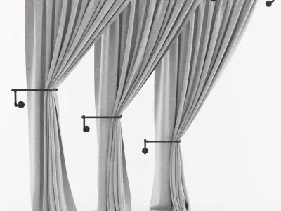 Curtain with metal rod 3D model