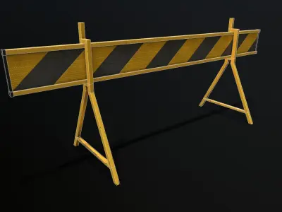 Traffic Barricade Game-ready Low-poly 3D model