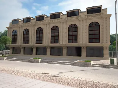 Building with a stone facade 3D model