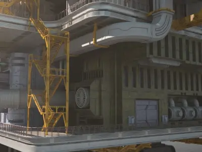 Sci-fi OilRig 3D model