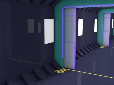 sci fi corridor 3D model 19