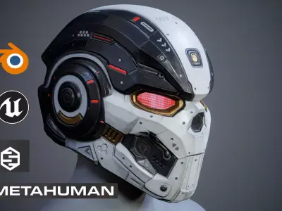 Sci-Fi Helmet p01 Low-poly 3D model