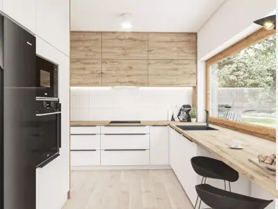 Kitchen Scene Scandinavian Wood n White  with  YT Preview 3D model