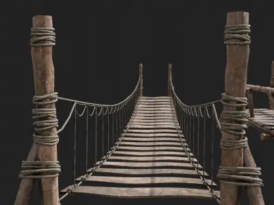 medieval wooden bridges with 8k pbr textures  Low-poly 3D model