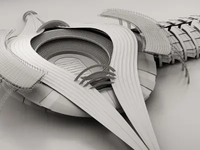 staduim futuristic stadium in middle of desert 3D model