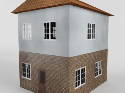 Low-poly Two-floor House Low-poly 3D model