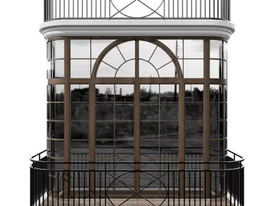 Classic Balcony with Arched Windows A 3D model