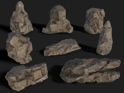 Mountain cliff Rocks - 3D Models PBR Pack 01 Low-poly 3D model
