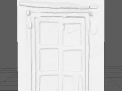 Old demolished wooden doors closed with  iron lock 3D model