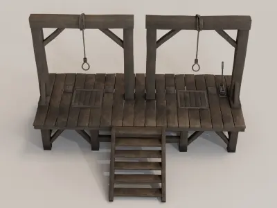 Gallows UE5 game ready with collision mesh Low-poly 3D model