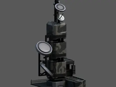 Scifi tower skyscraper building exterior futuristic  Low-poly 3D model