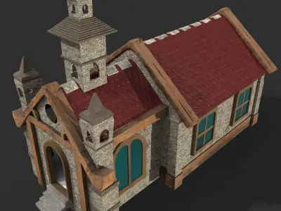 3D Game House with PBR Texturing Low-poly 3D model
