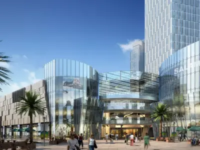 Modern Metropolitan City District    Urban Commercial Plaza Low-poly 3D model