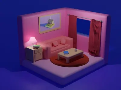 Living Room Low-poly 3D model