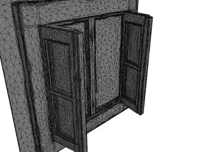 Distressed Broken Wooden Window Frame Low-poly 3D model