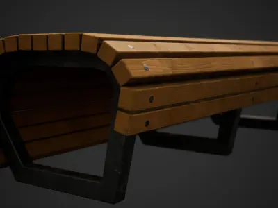 Stylized Park Bench Low-poly 3D model
