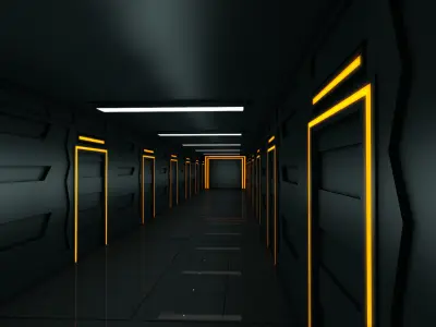 Sci fi corridor 3D model 22