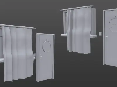 Door and window Free low-poly 3D model