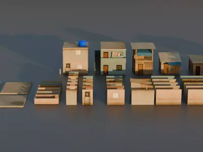 Favela Modular Pack Low-poly 3D model