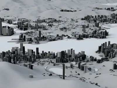 Hong Kong Districts Streets and Buildings with Terrain 3D model